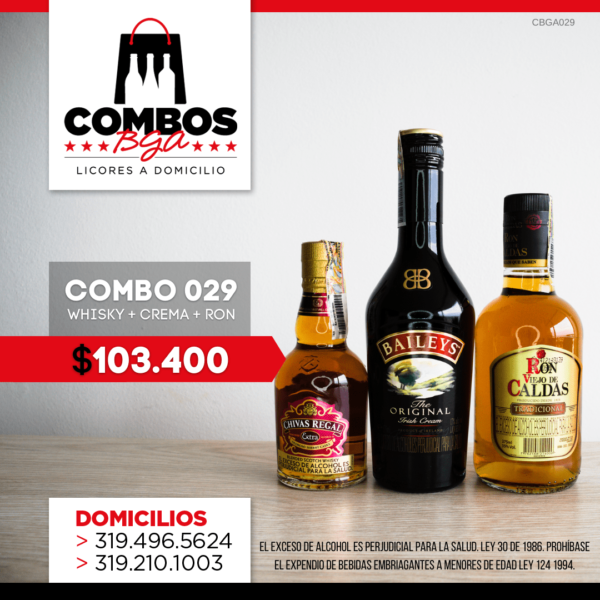 CBGA029 - Ron Viejo de Caldas Tradicional + Crema de Whisky Baileys + Whisky Chivas Regal Extra